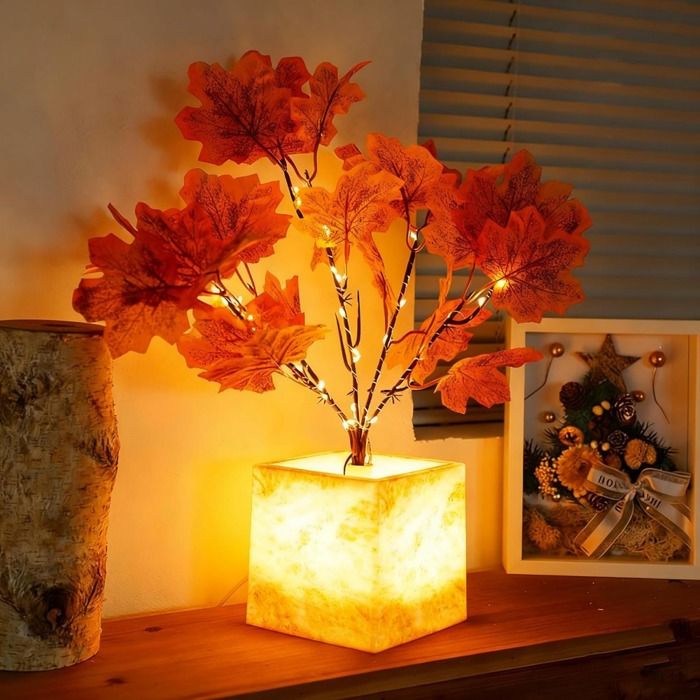 Veilleuse Bonsaï Fleurs Artificielles LED USB Lumière d’Ambiance pour Bureau Chambre Salon Fêtes Mariages et Anniversaires-C