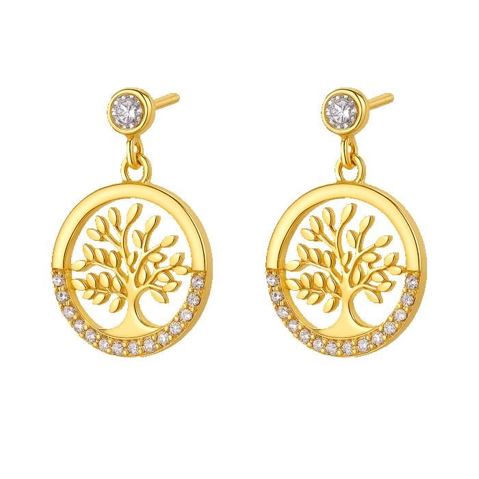Boucles D'oreilles Créoles Enfant - Motif Arbre De Vie - 12mm - Plaqué Or 750/18K - Neuves Avec étiquettes - Bijouterie Le Papillon Bleu
