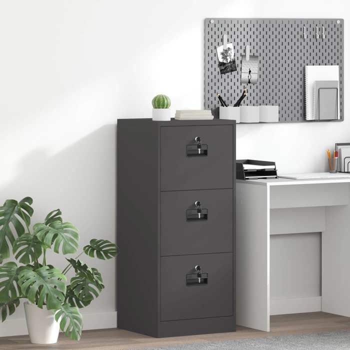 (ON SALE)Cabinet de Dossier - Caisson de Bureau - meuble de rangement Noir 44x50x106.5 cm Acier Laminé à Froid @FR(379902) (ON SALE)Cabinet de Dossier - Caisson de Bureau - meuble de rangement Noir 44x50x106.5 cm Acier Laminé à Froid @FR(379902)