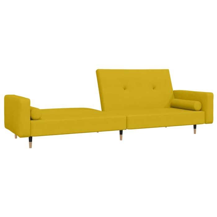Promotion janvier Canapé-lit Convertible - CLARENCE - à 2 places - avec deux oreillers - Jaune Velours 220x84.5x69 cm CC230