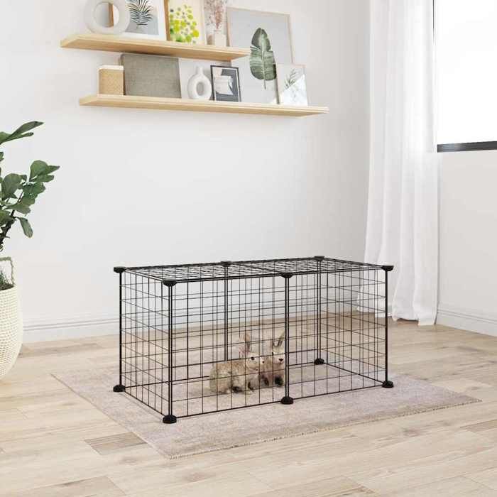 Automne/hiver Extérieur cage - montage simple - Cage animaux de compagnie à 8 panneaux Noir 35x35cm Acier DEC3916286