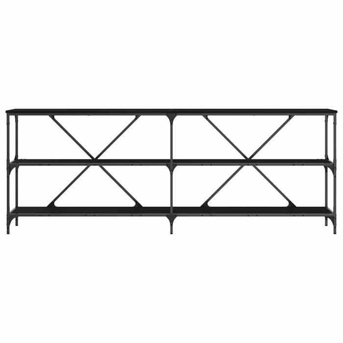 Noir Table console - CLARENCE - Meuble couloir - Noir 200x30x75 cm - Bois dingénierie CC1062
