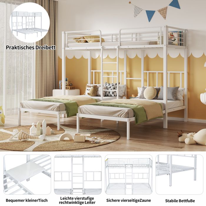Feuille épaissie Structure de lit Haute qualité nouveau design [30544849waa] trois lits enfants et adolescents trois lits superpo