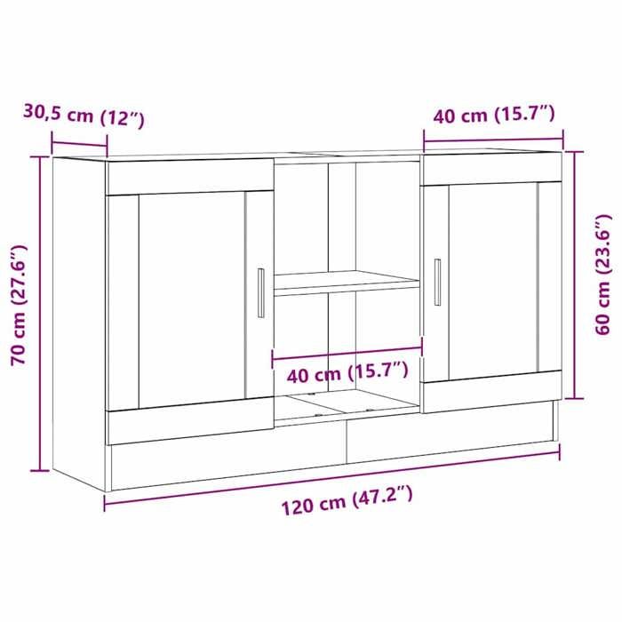 Remise 2026®Enfilade de rangement Noir - Buffet bas - chêne Noir - 120x30 5x70cm - Bois dingénierie 914 8325082