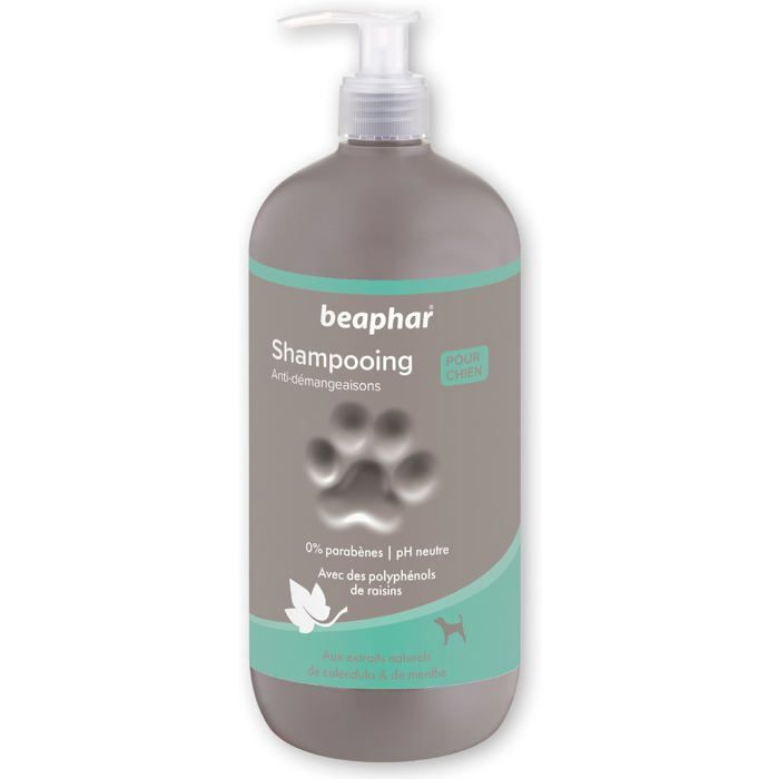 Shampoing Anti-démangeaisons pour chien-Aux extraits naturels de Calendula de Menthe & du polyphénol de raisin-Apaise-750ml Shampoing Anti-démangeaisons pour chien-Aux extraits naturels de Calendula de Menthe & du polyphénol de raisin-Apaise-750ml