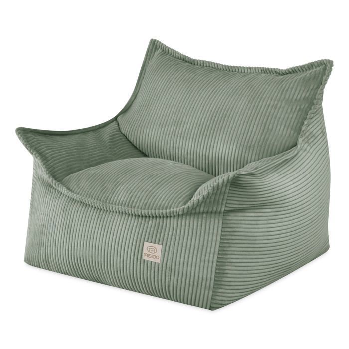 Fauteuil Pouf Siège Poire pour Bébé Enfants pour la Chambre dEnfant MISIOO Roya Velours Côtelé Vert 80x73x58 cm
