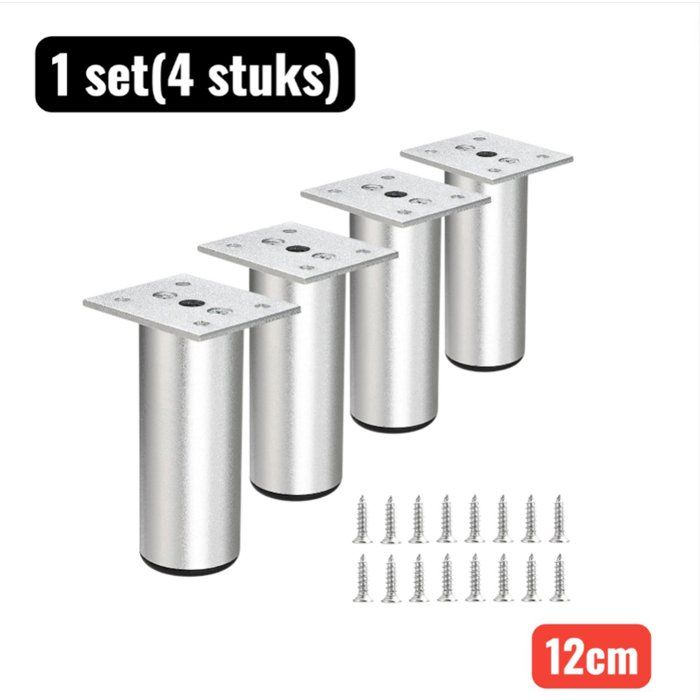 Pieds De Meuble Réglables En Aluminium 4 Pièces 12cm Argent Pour Armoire Cuisine Canapé Salle De Bain