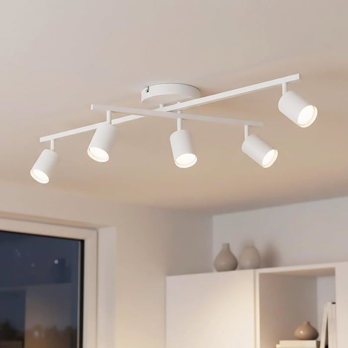 Spot Plafond Orientable Plafonnier 5 Spot LED Blanc Luminaires Intérieur Lustre Cuisine GU10 Socle Rond-Blanc White-417 LUSTRE