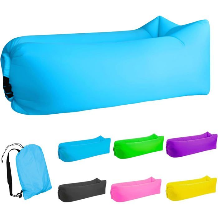 Chaise longue gonflable - PZCC - 200x70 cm - Polyester 190T - Étanche - Gonflage sans pompe