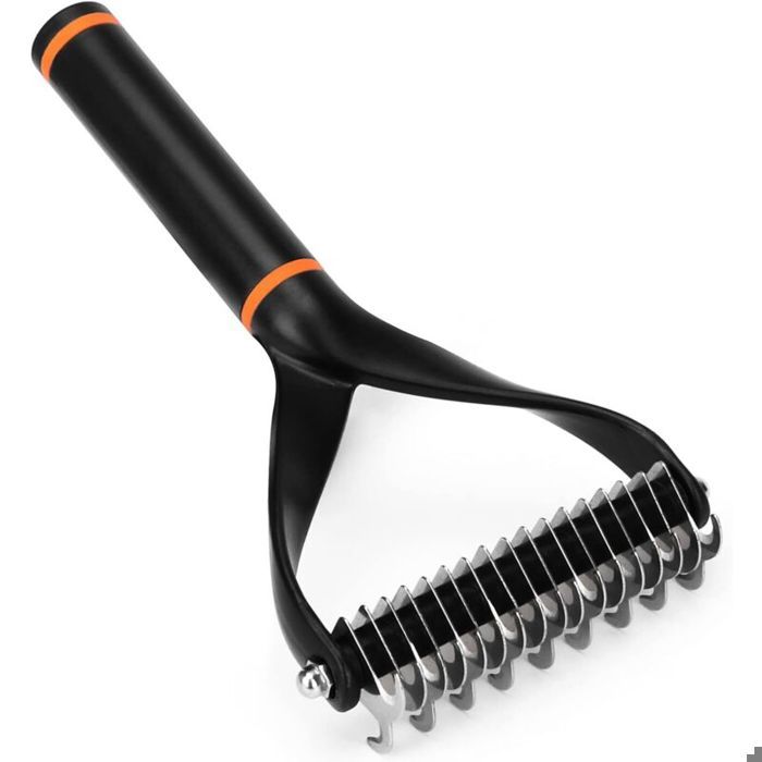 Peigne pour Chiens ChatsPeigne Déméloir Chien Professionnel et Brosse Chien Poil Long Râteau de toilettage Double Face en Acier
