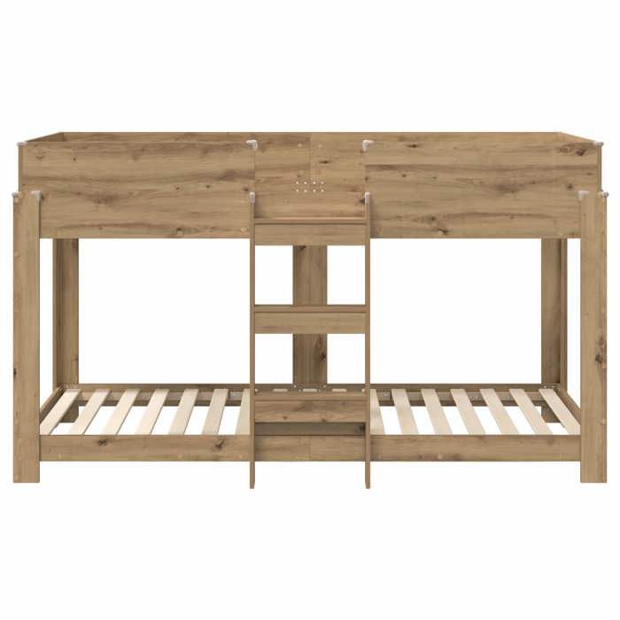 Lit Superposé pour Enfants Chêne artisanal 100 x 200 cm_2 ans garantie_28934