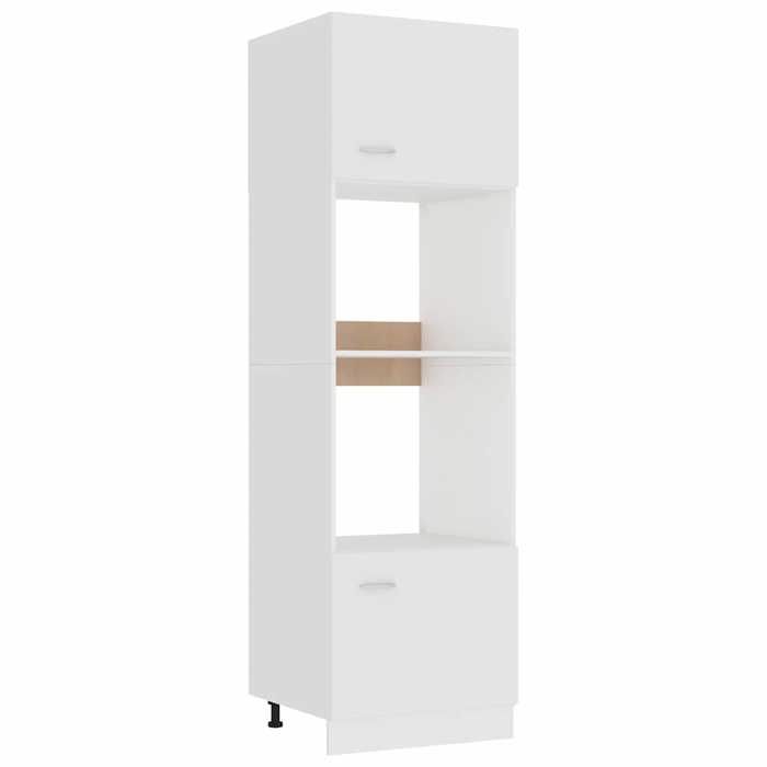 COCO Meuble Micro-Ondes Lyon Blanc 60x57x207 cm en Bois d’ingénierie avec 2 portes et 4 étagères pour Cuisine_26_61558