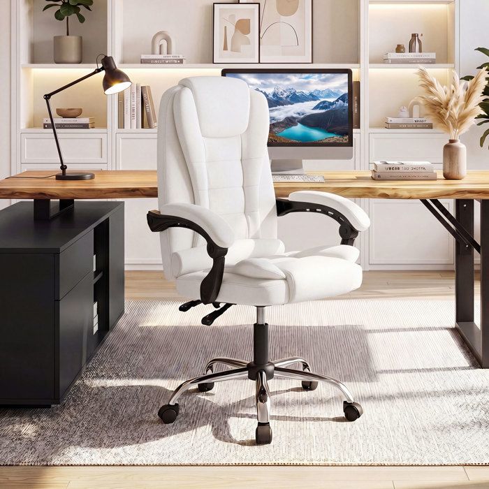 COSTWAY Fauteuil De Bureau Inclinable Chaise Ergonomique à Accoudoirs Synchronisés Réglable en Hauteur Dossier respirant Beige