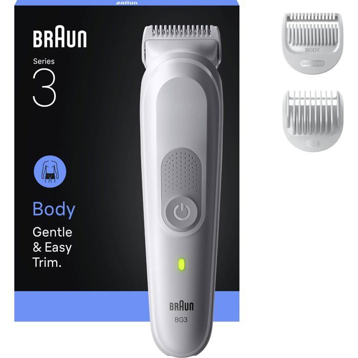 tondeuse corps Braun Série 3 SkinGuard SensitiveTrim 100 % étanche 80 min d’autonomie Batterie
