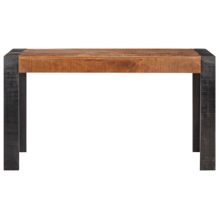 Table de salle à manger - AKOZON - 140x70 cm - Bois de manguier massif - 6 places - Style industriel