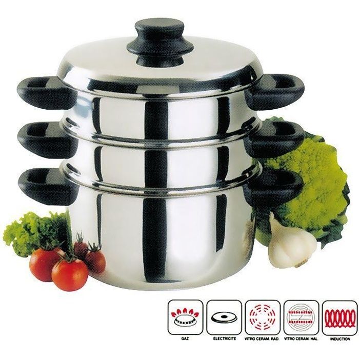 Salangae Salangae Cocotte à vapeur en acier inoxydable Set pour cuisson à vapeur à double couche plaque à induction universelle à gaz avec couvercle