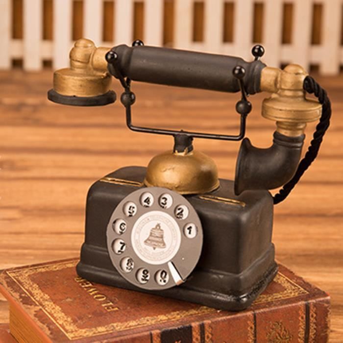 WICHEMI Téléphone vintage rétro à cadran rotatif téléphone fixe ancien  téléphone antique téléphone à l'ancienne école téléphones pour la maison,  le bureau, le café, le bar, étoile de l'hôtel, décoration (doré) 