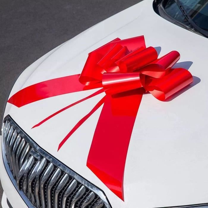Nœud De Voiture Géant Zosenyer 76 Cm - Ruban Satin Rouge Auto-assemblable Pour Mariage, Noël, Fêtes