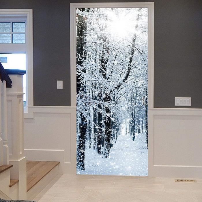 Sticker Porte 3D Effet Trompe-l'œil 77x200cm - Déco Salon, Cuisine, Salle De Bain - Adhésif PVC