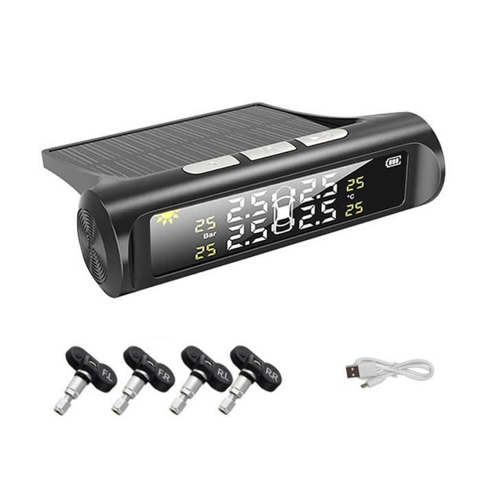 Système TPMS Qiilu - Moniteur Pression Pneus USB Avec Capteurs Externes | Pour Android Auto | Alarme Pression/Température