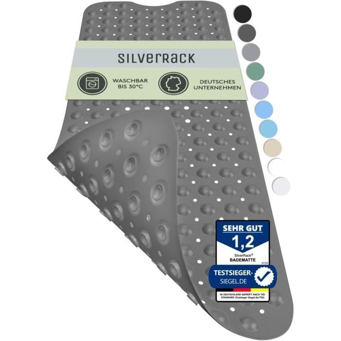 Tapis De Douche Antidérapant SilverRack DermaSensitivo 53x53 Cm - Transparent Galets - 100% Sûr Bébé Enfant