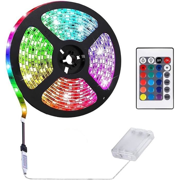 Bande LED Autocollante 2m à Piles - Avec Télécommande Et Minuterie Pour Décoration Intérieure