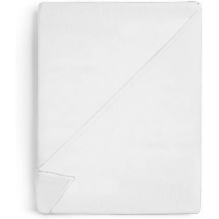 Drap Plat 1 Personne 180 X 290 Cm Blanc 100% Coton Percale 80 Fils/cm² - Confectionné En France, Doux Et Résistant