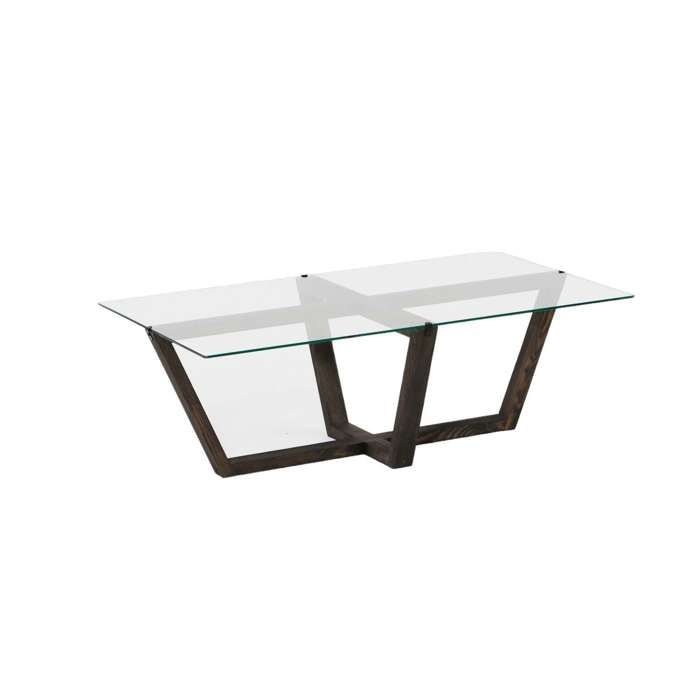 Toilinux - Table basse Onyxale en verre et bois massif - Transparent et gris foncé Toilinux - Table basse Onyxale en verre et bois massif - Transparent et gris foncé
