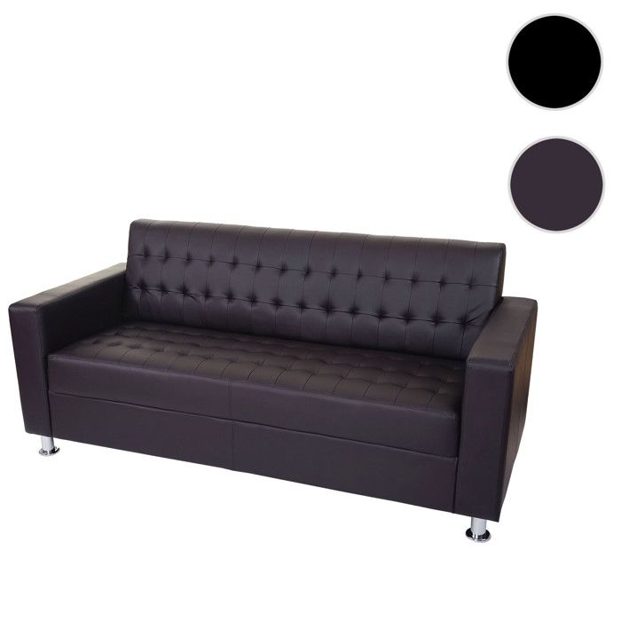 Canapé 3 places Kunda sofa de salon similicuir pieds métalliques ~ café Canapé 3 places Kunda sofa de salon similicuir pieds métalliques ~ café