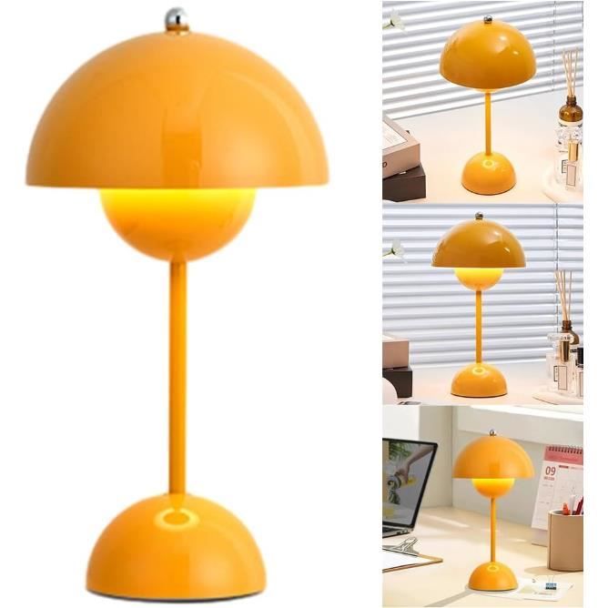 Lampe de Chevet LED - Champignon - Jaune - Rechargeable USB - 3 Modes de Luminosité - Vintage