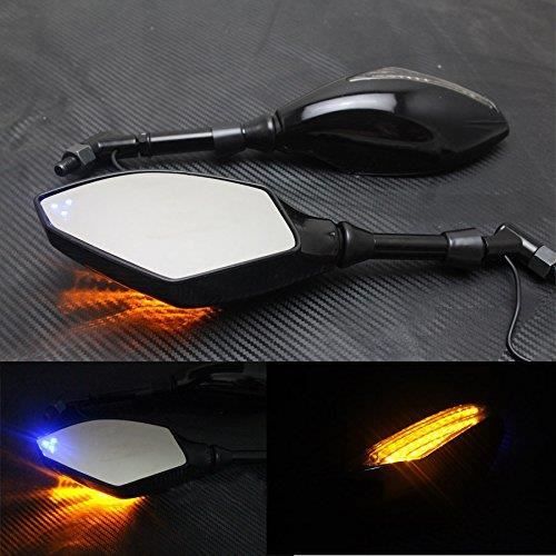 Rétroviseurs Moto Avec Clignotants LED - Universel Cruiser & Street Bike - Noir Brillant