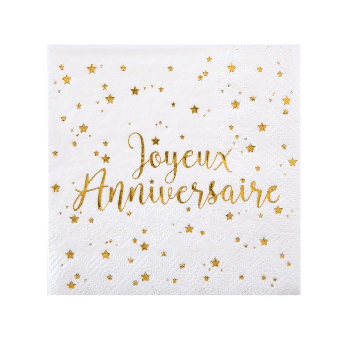 Lot De Serviettes Joyeux Anniversaire Dore Cdiscount Maison