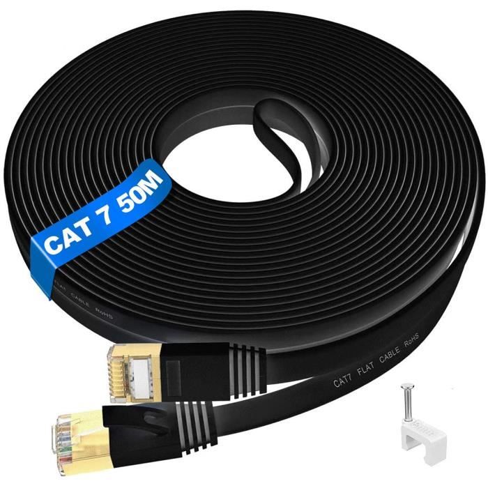 AJWCâble Cat 7 50m Extérieur Long Rj45 Câble Réseau