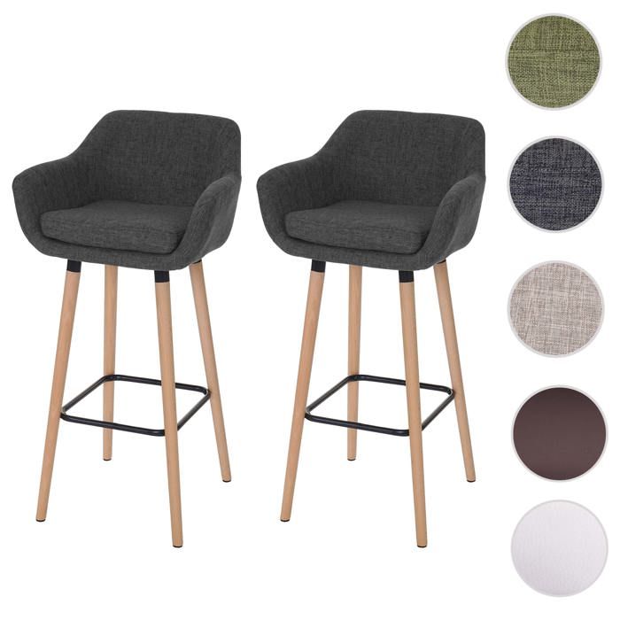 2x Tabouret De Bar Malmo T381 Chaise Bar Comptoir Avec Dossier Tissu Gris Fonce Cdiscount Maison