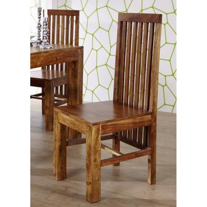 Chaise en bois massif dAcacia Style Colonial Couleur Miel DELHI 25