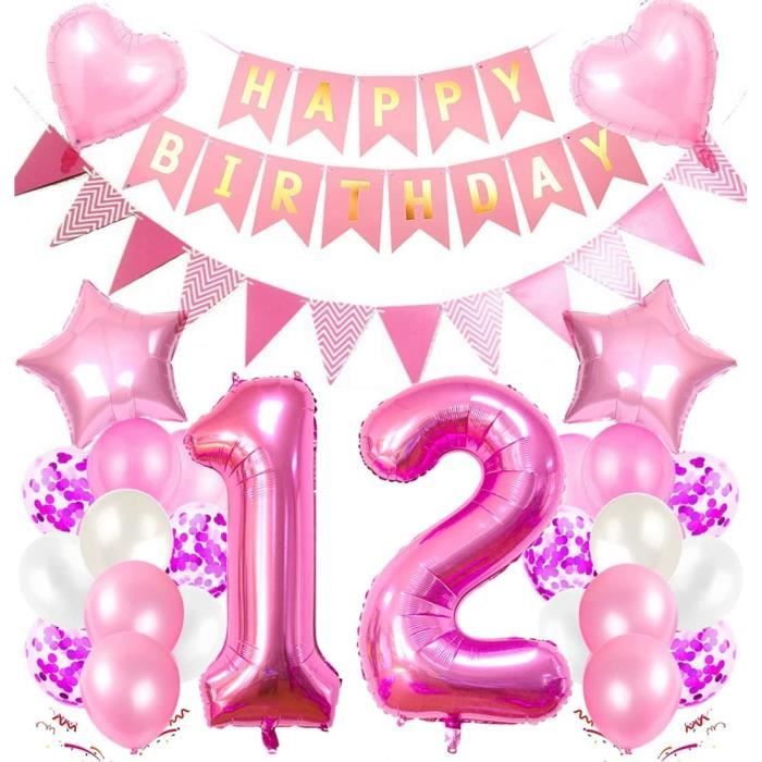 Decoration Anniversaire 12 Ans Fille, Rose Ballons Anniversaire Fille