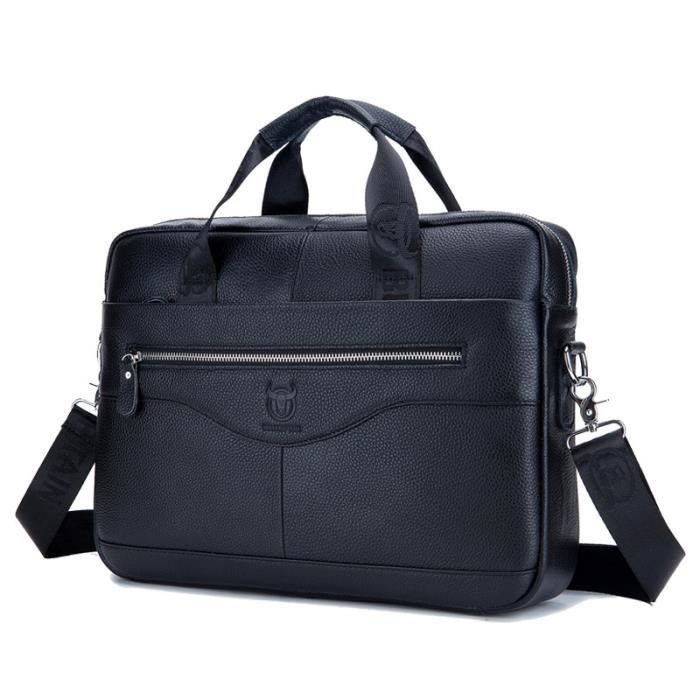 Mallette En Cuir Pierre Cardin - Porte-documents Professionnel Léger - Noir - Taille Moyenne