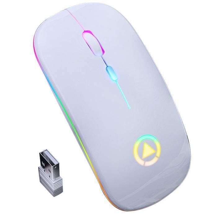 Souris sans fil – RGB – Blanc miroir – Rechargeable – 24 GHz – 4 boutons