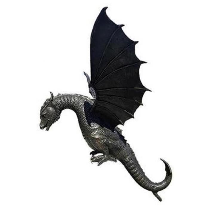 Sculpture Dragon Jardin Résine - 30x30x22 Cm - Décoration Extérieure, Fontaine Ou Ornement - Style Gothique