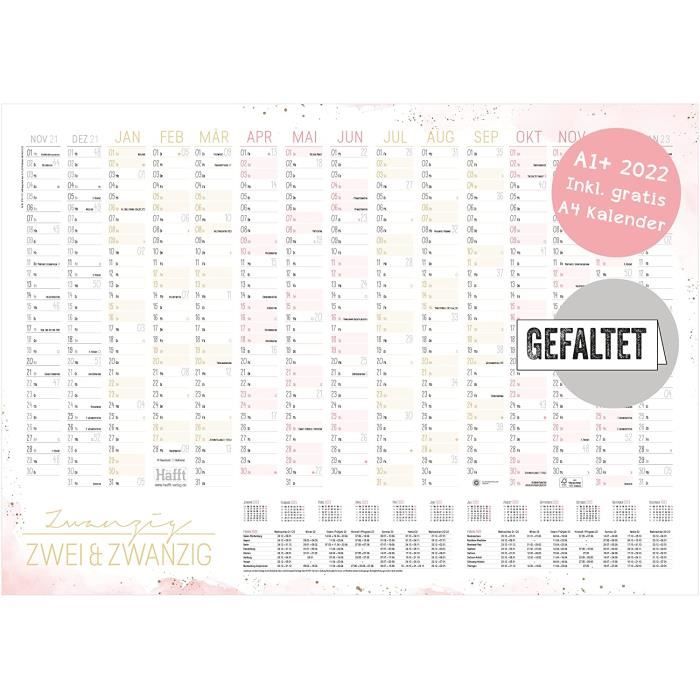 Calendrier Ephemeride 2023 Gratuit Calendrier Mural Xxl 2022 Plus Grand Que Le Format A1 (89 Cm X 63 Cm)  [Blush] 15 Mois : Nov 2021 - Jan 2023 Planning Mural Plié A - Cdiscount  Beaux-Arts Et Loisirs Créatifs