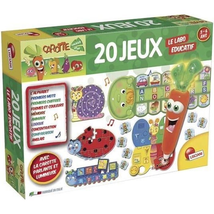 jeu éducatif - lisciani giochi - labo 20 jeux - mixte - enfant - multicolore - vert
