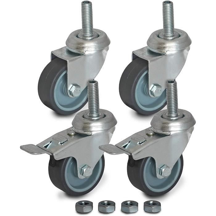 Nizirioo Lot 4 Roulettes Valise 50mm Caoutchouc Pivotantes Avec Essieux Métal - Kit Réparation Bagage