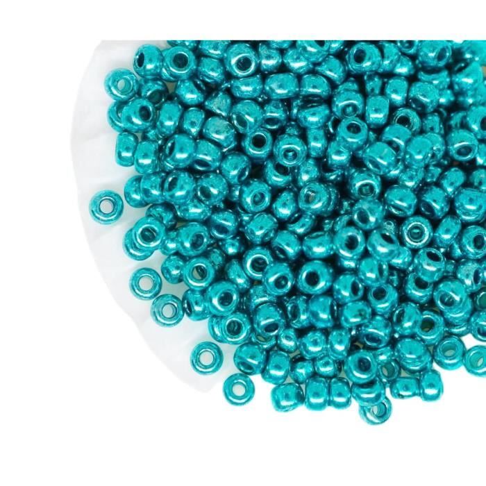 Lot De 780 Perles Vintage En Verre Bleu Turquoise Rectangle - Pour Création Bijoux