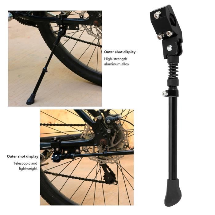 Accessoire de vélo de béquille latérale réglable pour vélo de montagne pour  16-20-24-26pouces de diamètre(Noir)