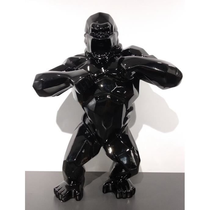 Statue Gorille King Kong En Résine - Sculpture Moderne Black & Gold Pour Décoration Intérieure