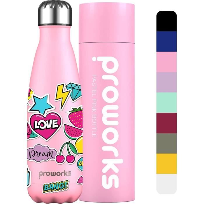 Bouteille D'eau Isotherme, Bouteille D'eau En Acier Inoxydable, Sans BPA Isolant Sous Vide à Double Paroi Réutilisable Gourde, Garde Froid 24h Ou Chaud 12h Pour Sport,Randonnée,Gym,Voyage 500ml