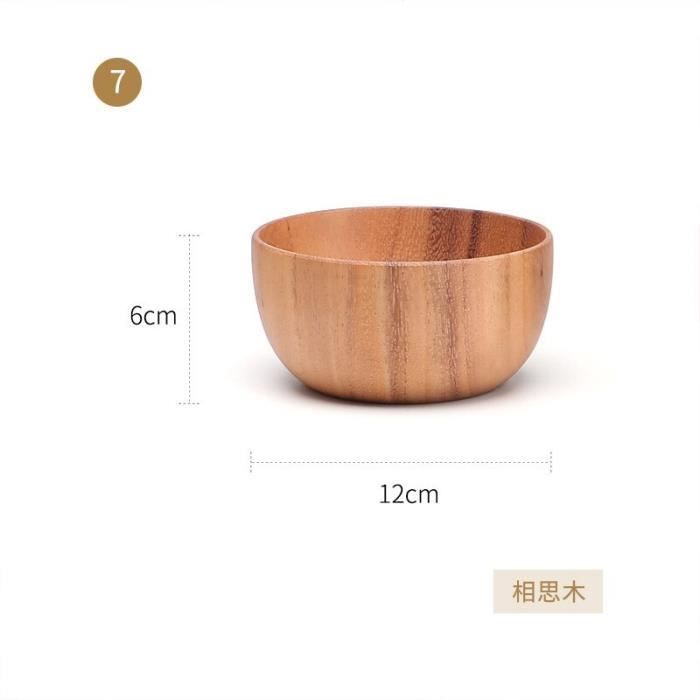Grand Bol En Bois Massif - Saladier Rustique Pour Fruits, Pâtes, Pain - Décoration De Table - 12