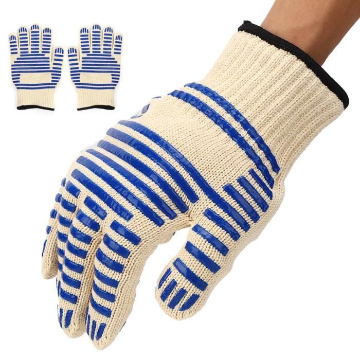 Gants De Four Doubles épais - Résistants à La Chaleur - Pour Barbecue, Four, Micro-ondes - Avec Anneau De Suspension