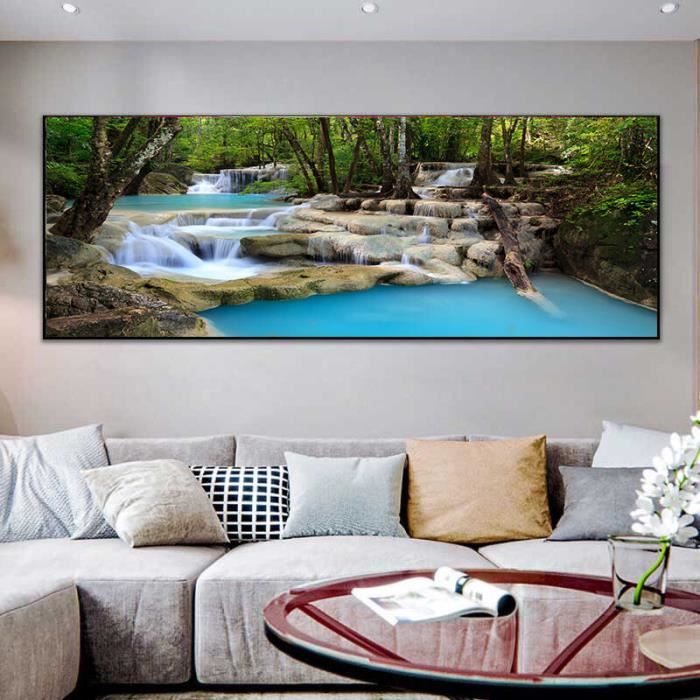 Tableau Peinture Sur Toile - Paysage De Forêt Dense Vert Et Jaune - Prêt à Accrocher