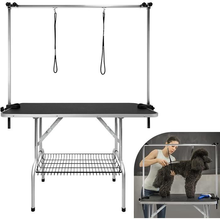 Comparer les prix de Table de soins pour chiens - Aufun - Modèle pliable - 113x60x76 cm - Surface caoutchoutée - Capacité 100 kg